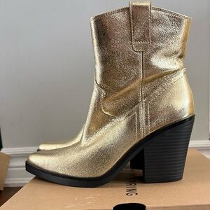 Vegan Call It Spring Metallic Gold Heeled Boots